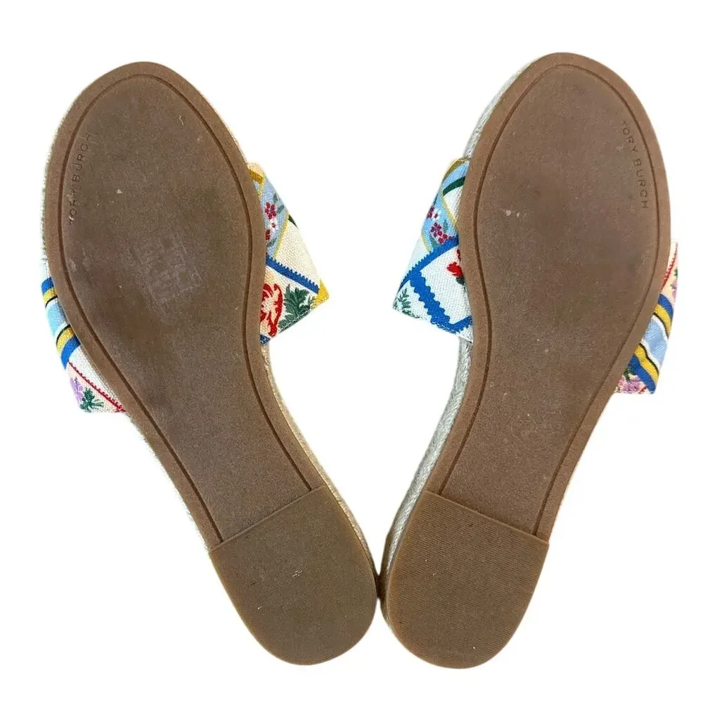 Tory Burch Benton Espadrille Slides Multicolor Canvas 7.5‎ Boho